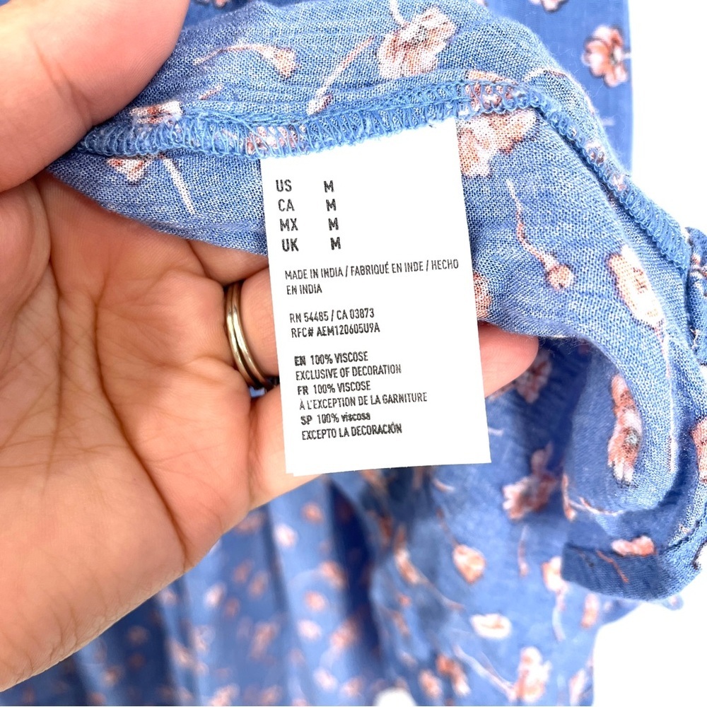 American Eagle Womens Midi Skirt Size M Floral Blue Hi Low - Picture 8 of 8